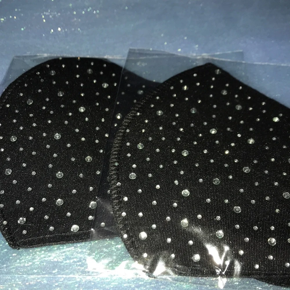 🔥 3/$15 Black Face Mask with Clear Rhinestones